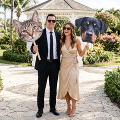 Custom Big Head Cutout Fans with Wooden Handle – Personalized Large Face on a Stick for Weddings, Graduation & Events