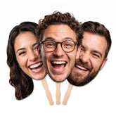 Custom Big Head Cutout Fans with Wooden Handle – Personalized Large Face on a Stick for Weddings & Events