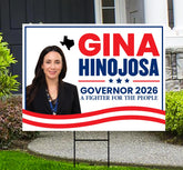 Gina Hinojosa For Texas Governor 2026 Yard Sign, Corrugated Plastic Governor Elections Race Red White & Blue Yard Sign with Metal H-Stake