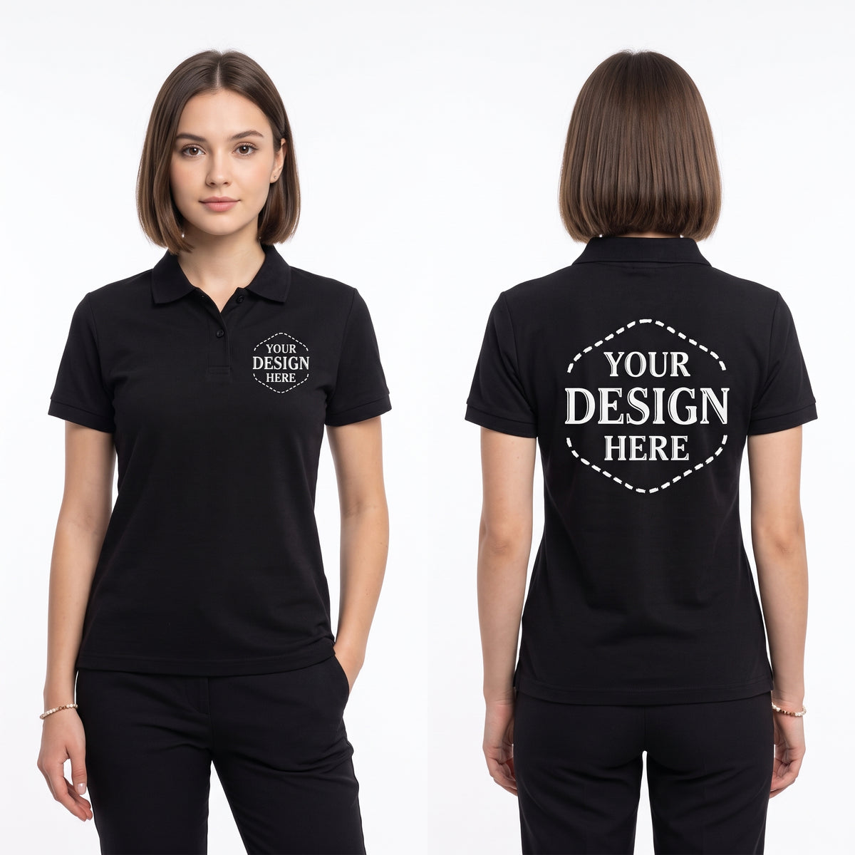 Custom Logo Polo Shirt, Front and Back Logo Design, Company Uniform for Staff, Business Team Apparel, Church Groups and Golf Event Polo