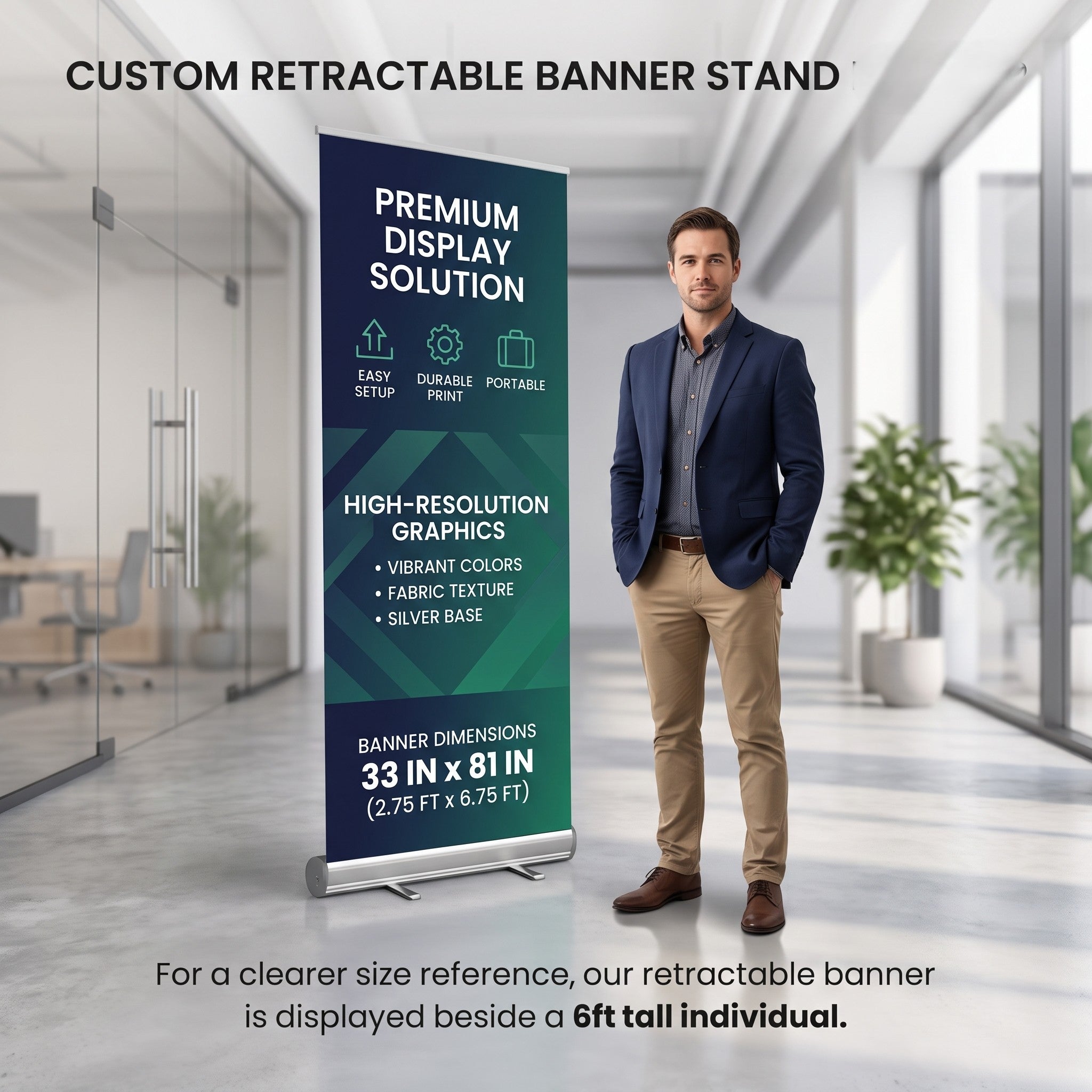 Custom Retractable Banner Stand, Personalized Roll Up Banner, Event Business Display Sign, Promotional Marketing Banner for Trade Shows