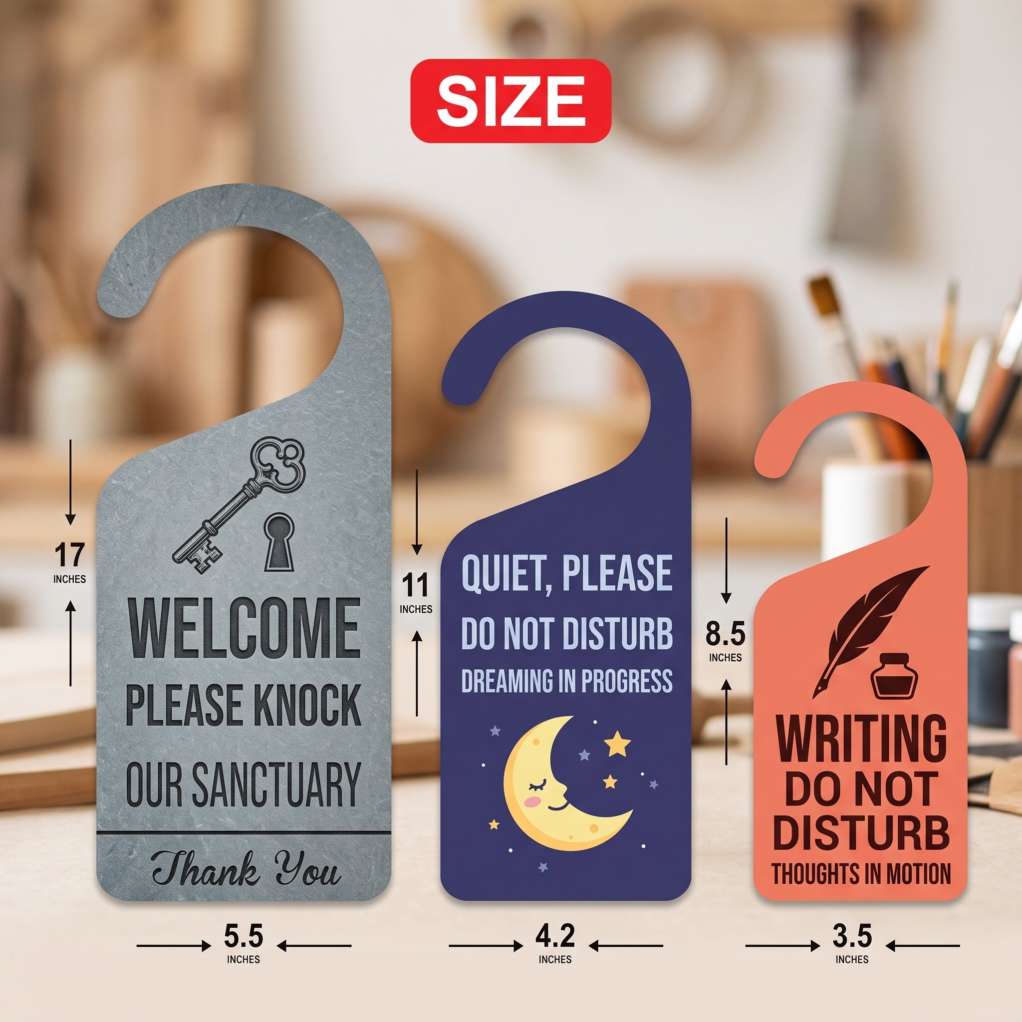 Custom Door Hanger, Personalized Doorknob Sign, PVC Door Knob Hanger Sign, Do Not Disturb, in Session, in a Meeting, Please Knock