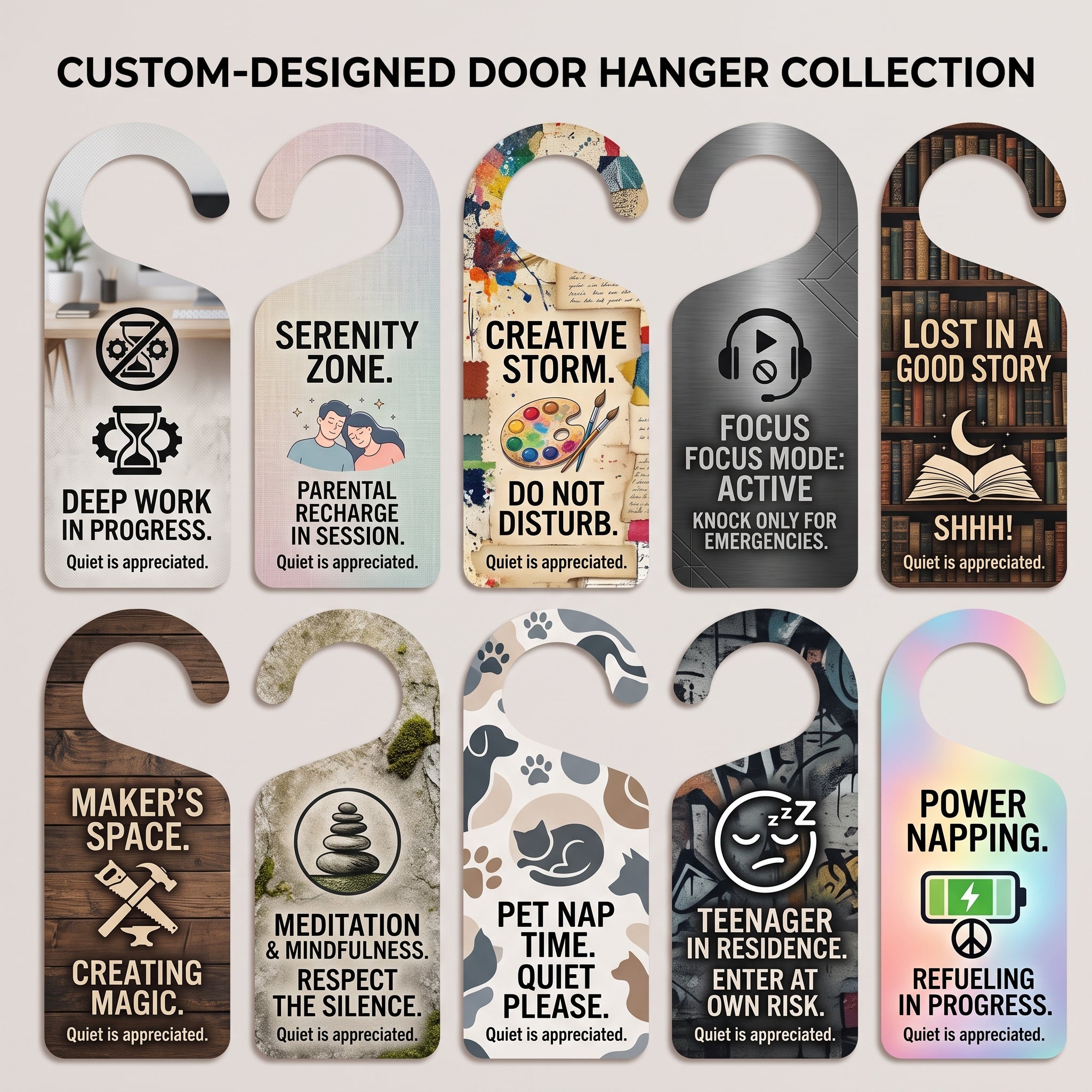 Custom Door Hanger, Personalized Doorknob Sign, PVC Door Knob Hanger Sign, Do Not Disturb, in Session, in a Meeting, Please Knock