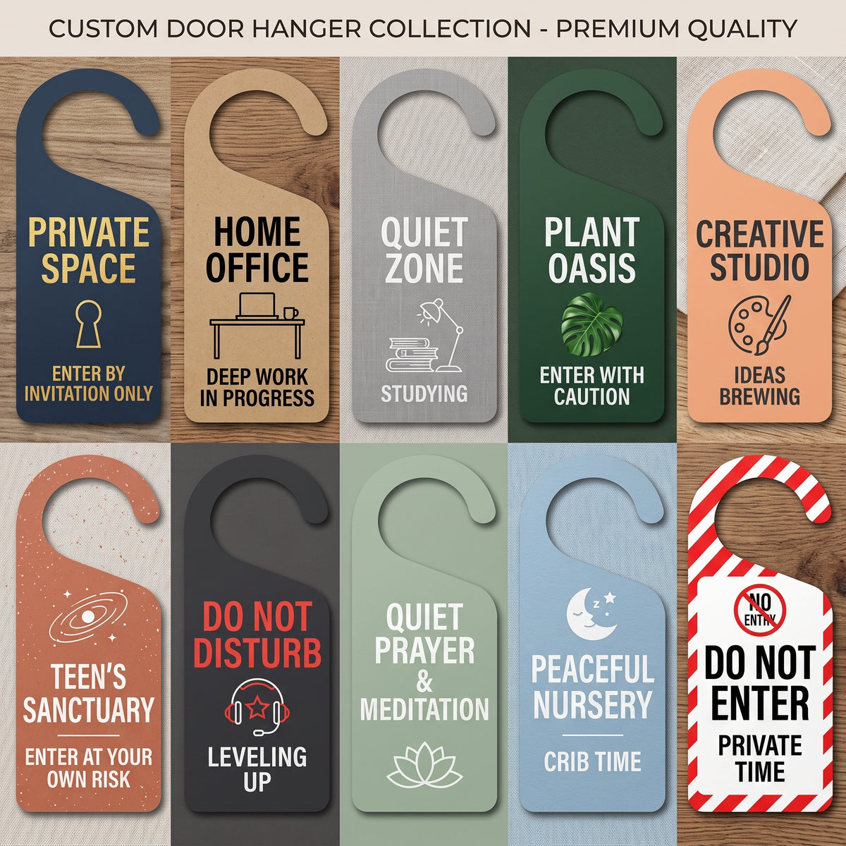 Custom Door Hanger, Personalized Doorknob Sign, PVC Door Knob Hanger Sign, Do Not Disturb, in Session, in a Meeting, Please Knock