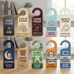 Custom Door Hanger, Personalized Doorknob Sign, PVC Door Knob Hanger Sign, Do Not Disturb, in Session, in a Meeting, Please Knock