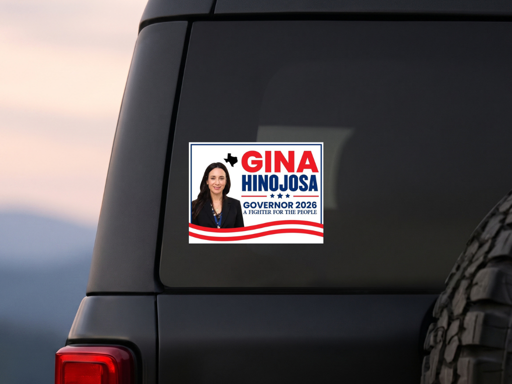 Gina Hinojosa For Texas Governor 2026 Yard Sign, Corrugated Plastic Governor Elections Race Red White & Blue Yard Sign with Metal H-Stake