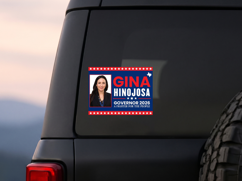 Gina Hinojosa For Texas Governor 2026 Yard Sign, Corrugated Plastic Governor Elections Race Red White & Blue Yard Sign with Metal H-Stake