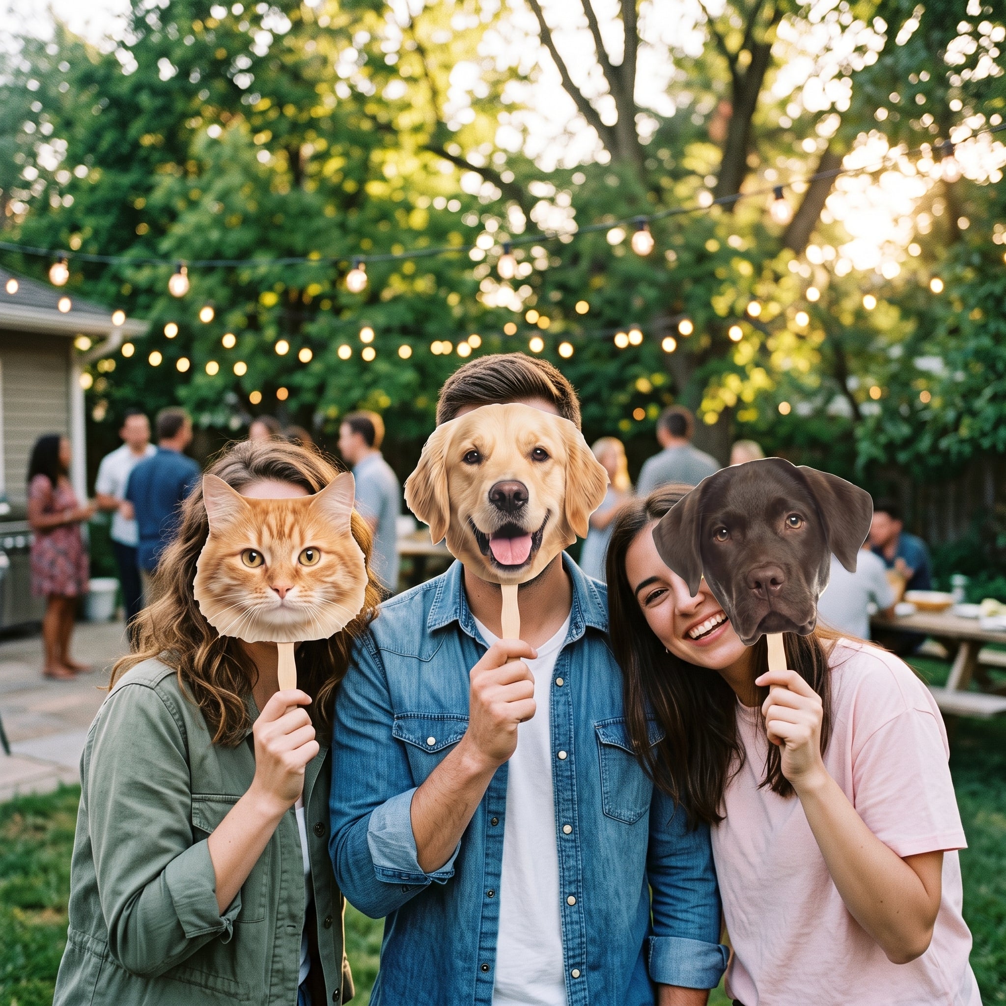 Custom Big Head Cutout Fans with Wooden Handle – Personalized Large Face on a Stick for Weddings & Events