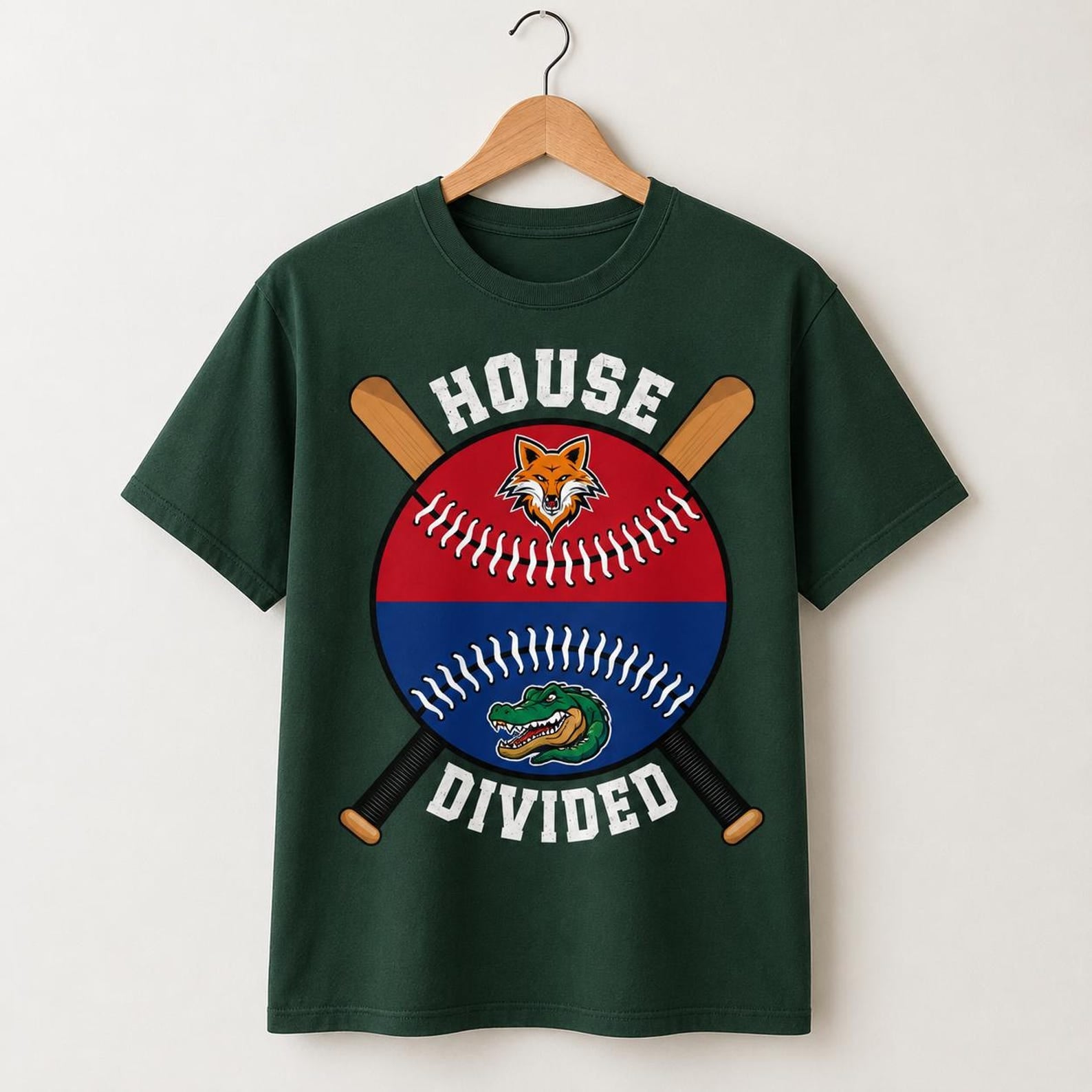 Custom House Divided Baseball Shirt, Personalized Two Team Name Tee, Split Ball Rivalry Design, Game Day Family Outfit, Custom Team Gift