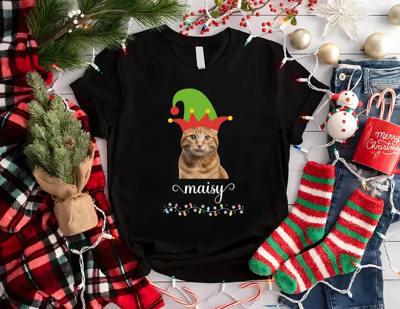 Personalized Photo Pet Christmas Shirt, Custom Name Face Shirt, Custom Dog Shirt, Cat Face Christmas Shirt, Dog Crewneck, Christmas Gift