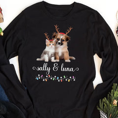 Personalized Photo Pet Christmas Shirt, Custom Name Face Shirt, Custom Dog Shirt, Cat Face Christmas Shirt, Dog Crewneck, Christmas Gift
