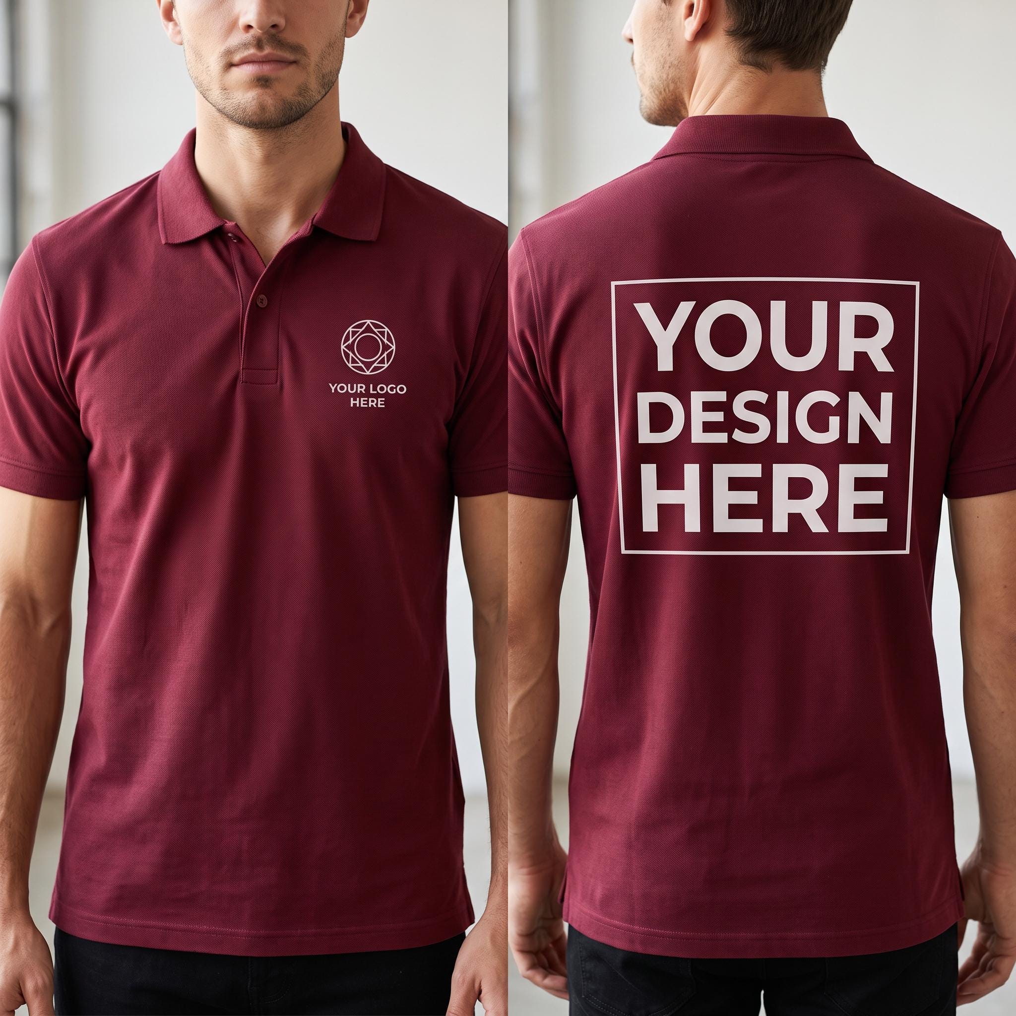 Custom Logo Polo Shirt, Front and Back Logo Design, Company Uniform for Staff, Business Team Apparel, Church Groups and Golf Event Polo